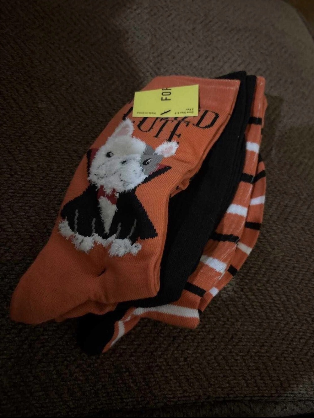 Unisex Halloween Orange Novelty Dog Crew Socks - Pack of 3